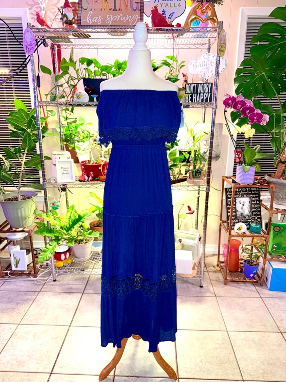 NY&CO NWT - M Off-Shoulder Navy Blue Maxi Dress -